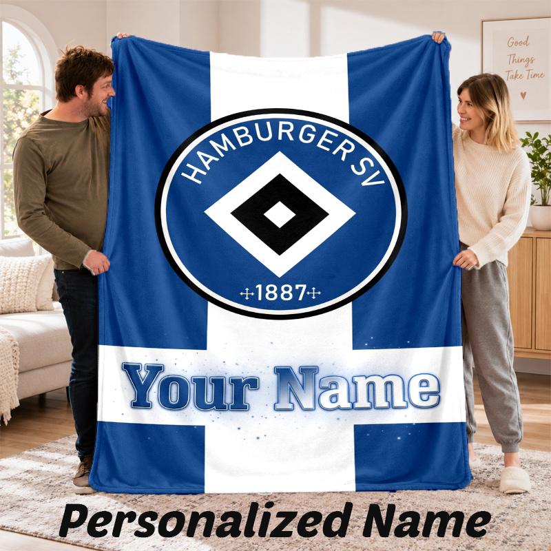 Custom Name Hamburger SV Flannel Throw Blanket Personalized Text Soft Blanket Bed Sofa Gift