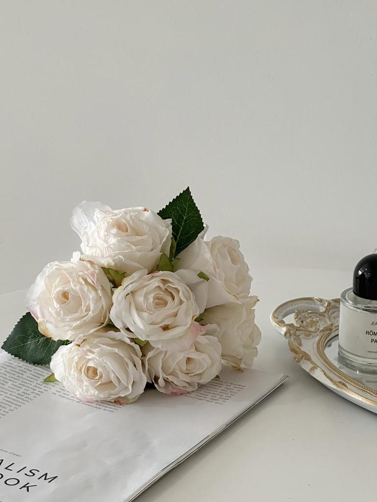 Rose Artificial Flower Arrangement for Living Room Dining Table - Preserved Dried Bouquet Vase Decoration