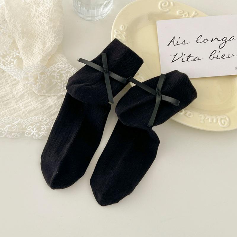 5 Pairs of Female Spring and Summer Small Fashion Design Sweet Lovely Ribbon Bow Socks