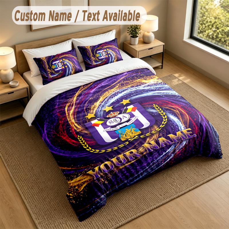 3Pcs Bedding Set Custom Name Text, 1 Sheet 2 Pillowcases Home Bed DecorAnderlecht FC
