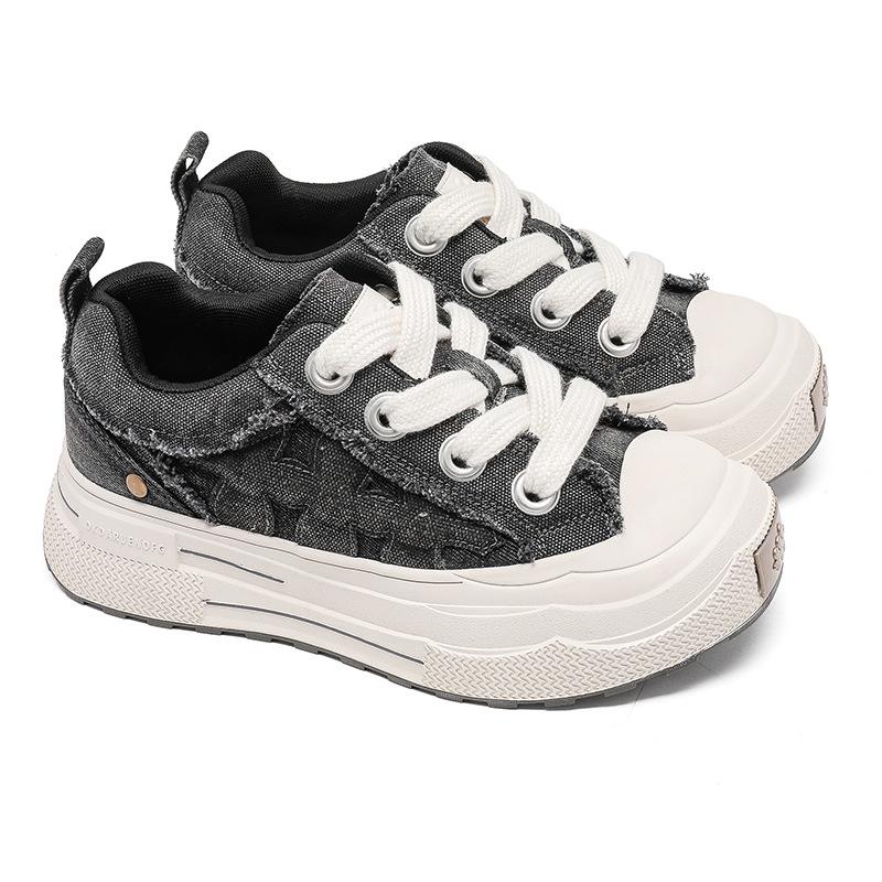 58129 Ensemble Series Plum Blossom Board Shoes Guochao Niche Design Thick-soled Heightening Canvas Shoes for Men and Women Couples