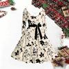 Women Floral Print Midi Dress, Long Sleeve V‑Neck Furry Trim A‑Line Party Dress, Christmas Limited Edition