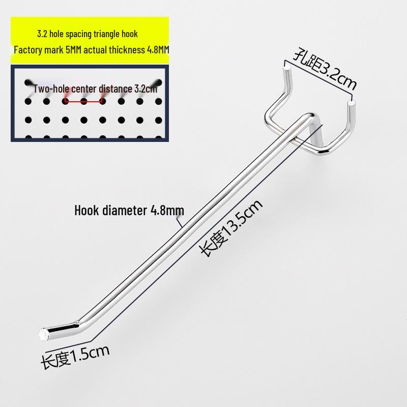 Lochwand und Schmuck Doppelzinkenhaken, Dreifuß, Supermarktregal und gerade Haken