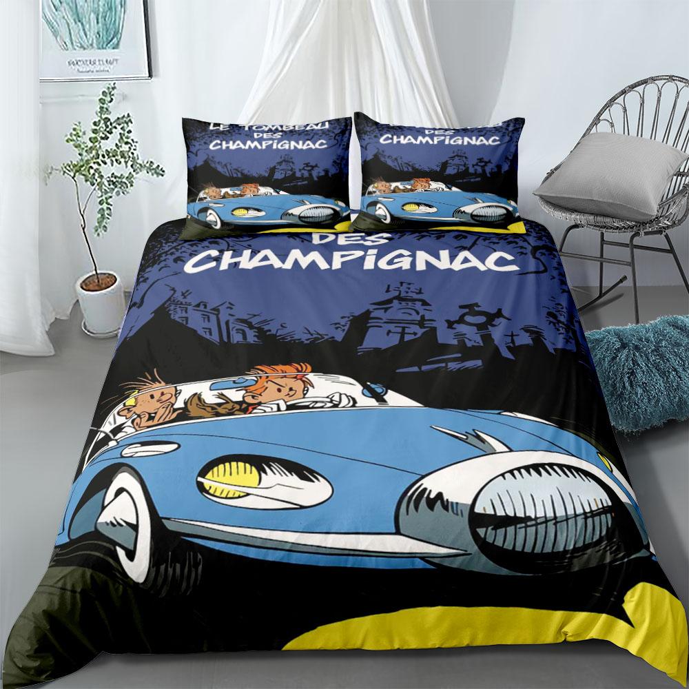 Spirou Et Fantasio Comics Stripe Duvet Cover Set King Queen Double Full Twin Single Size Bed Linen Set