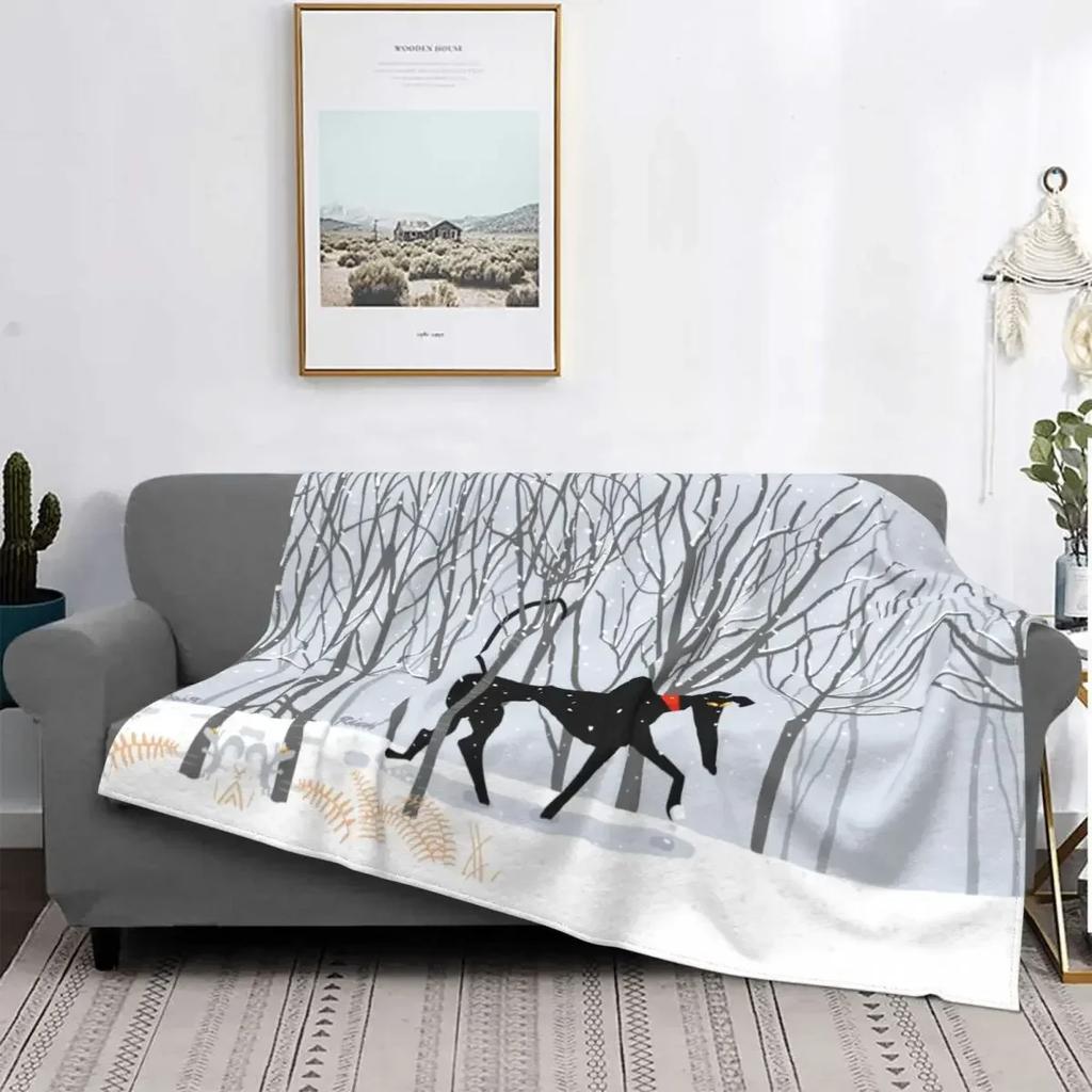 The Whippet Blanket Soft Flannel Fleece Warm Greyhound Sighthound Dog Throw Blankets for Office Bedding Couch Bedspreads