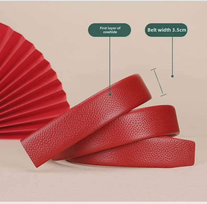 Мужской ремень с автоматической пряжкой красного цвета — стильный, универсальный, самый продаваемый