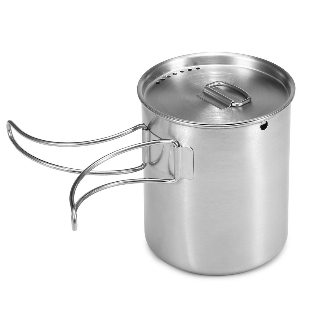 1000ml Stainless Steel Vacuum Insulated Water Bottle with 700ml Water Cup Hanging Pot for Outdoor Survival Camping