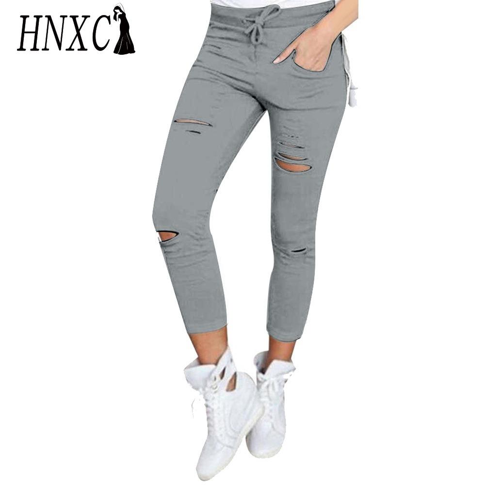 HNXC Women's Fashion Casual Solid Color Print Pants & Capris