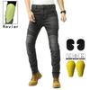 Mens Motorcycle Riding Pants With Kevlar Reinforcement Anti-Fall Stretch Denim Style Casual Protective Gear