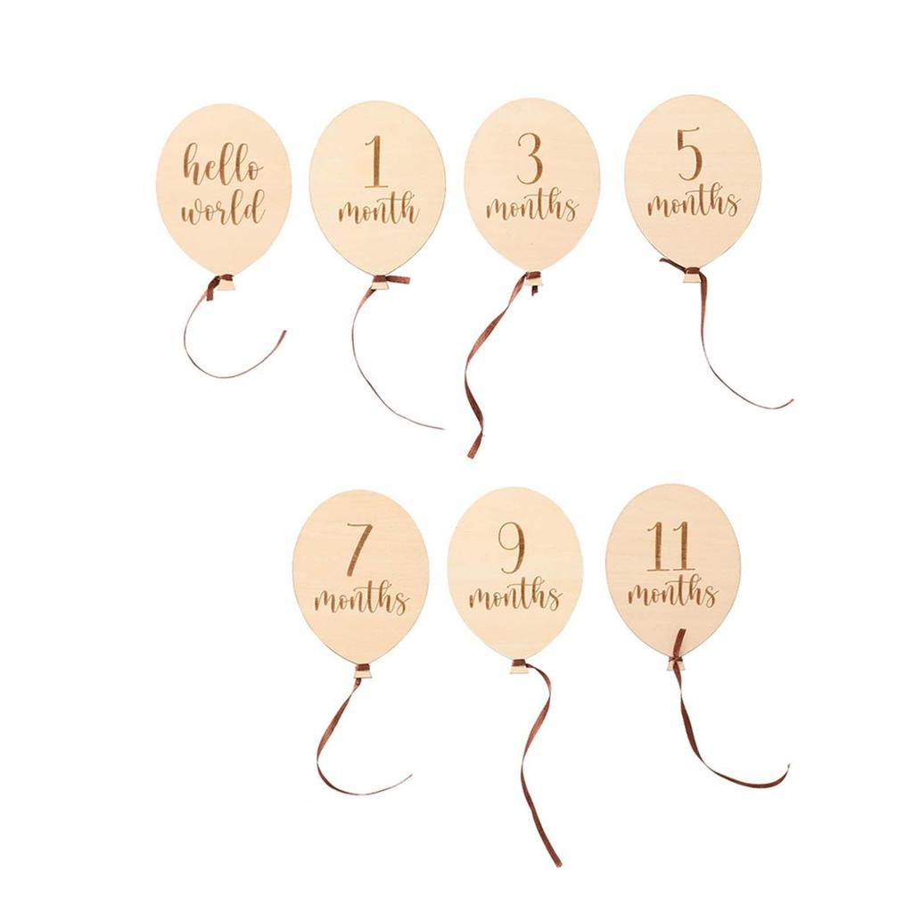 Monthly Balloons, Wooden Party Supplies, Photo Props, Toddlers, Boys,