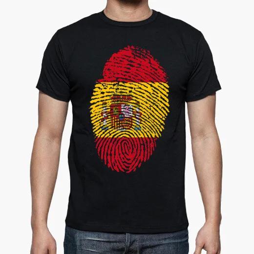 Camiseta Única Huella Dactilar Bandera de España Verano Algodón Cuello Redondo Manga Corta Camiseta para Hombre Nueva S3XL