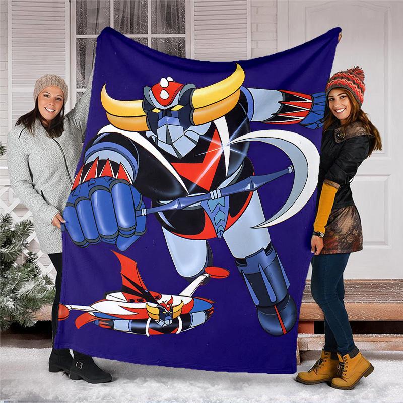 1pc UFO Robot Grendizer7 Theme Blanket - Digital Print, Polyester, Cozy for All Seasons, Perfect for Outdoor, Camping, and Travel