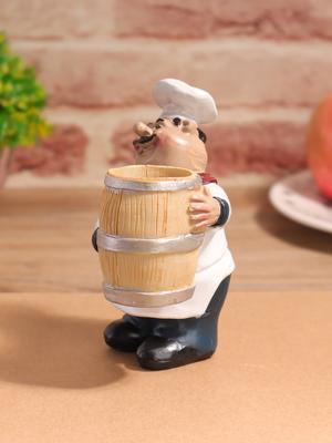 Creative Resin Toothpick Holder with Chef Toothpick Tube Sculpture, Decorative Tableware for Home, Living Room, and Dining Table