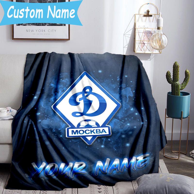 Custom Name Dynamo Moscow Football Blanket Flannel Blanket for Camping, Hiking, Garden Parties, Picnic Essentials,gift for family and friend