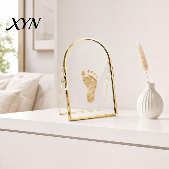 Nursery Decor Gift Baby Pet Keepsake Frame, DIY Sea Sand Newborn Hand Footprint Kit, Paw Print Craft Kit Metal Pressed Picture Floating Cat