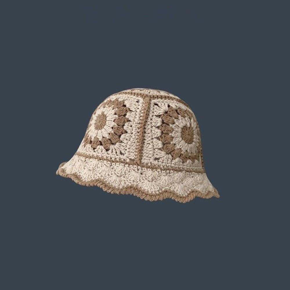 Fleece thread Flower Sun Hat Korean Style Bucket Hat Unique Knitted Fisherman Hat  Student
