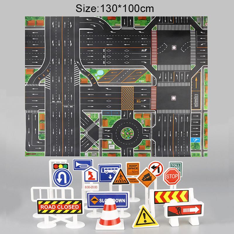 

Children Road Map 130*100CM Carpet Parking Lot Roadmap City Traffic Map of Road Carpet Montessori Early Education Toys TMZ