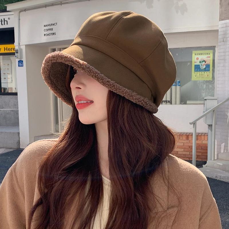 Берет Женский Зимний Восьмиугольный Берет Женский Ретро Однотонный Вельветовый Кепка Гаврош Женская Теплый Горо Новая Панама 56cm-59cm
