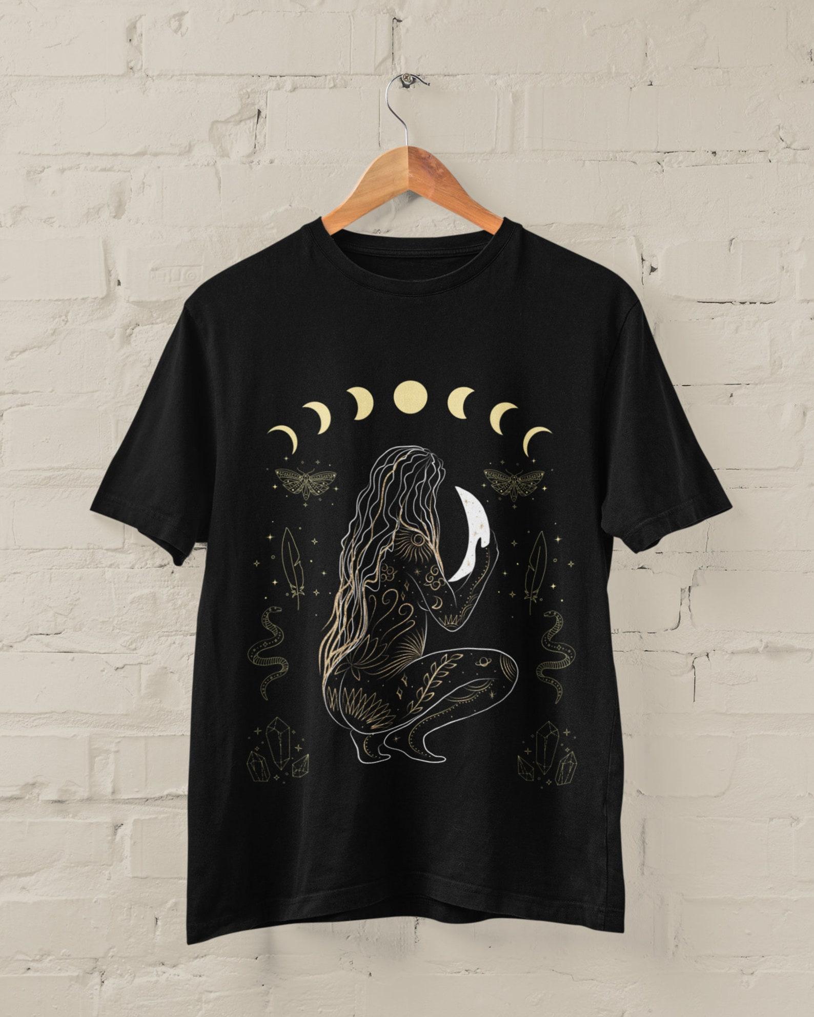 Grunge Clothing, Moons T-shirt, Mystical Crystals Shirt, Alt Clothing, Fairy Grunge Shirt, Grunge Fairycore, Festival shirt, Goblincore 4XL