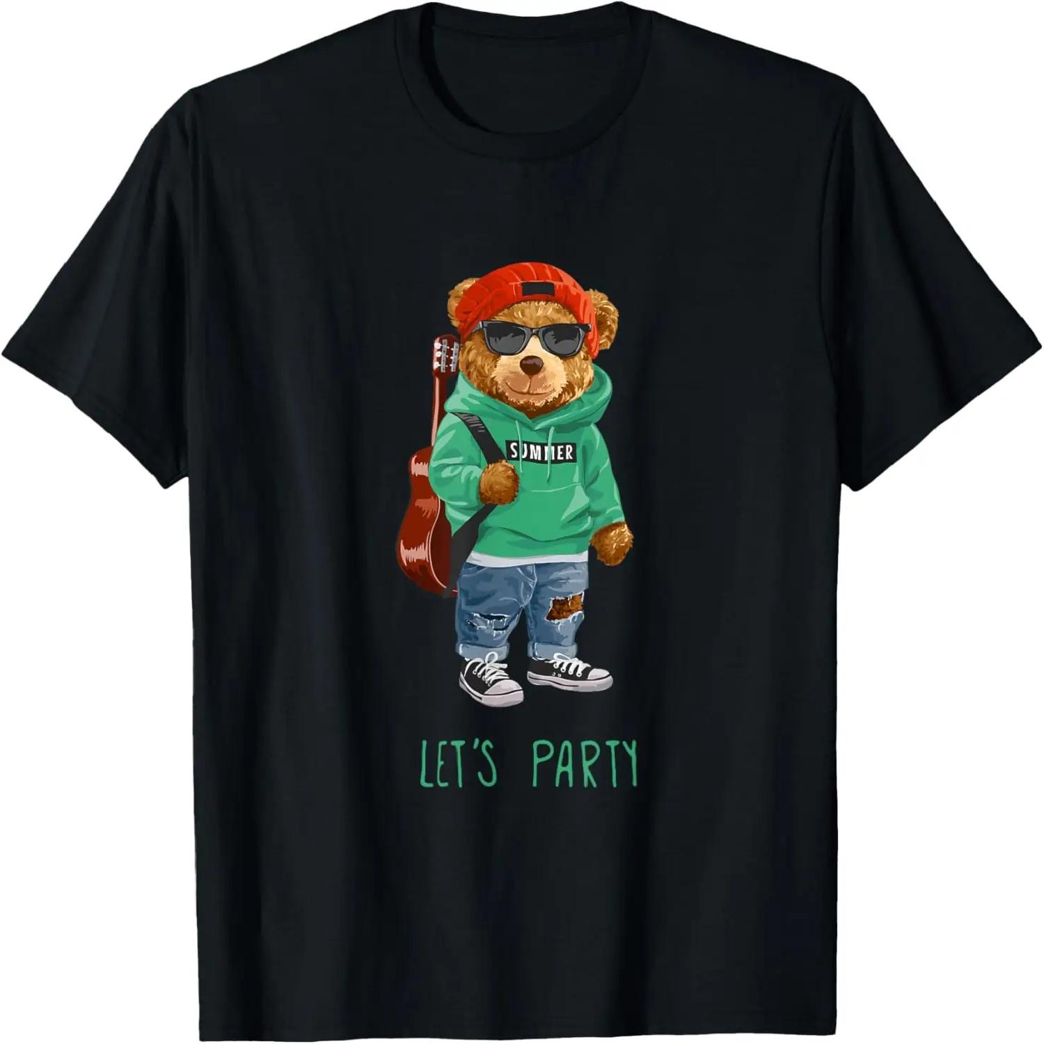 

Stay Childish Let s Party, Funny Boys Girls Teddy Bear Style T-Shirt S чёрный