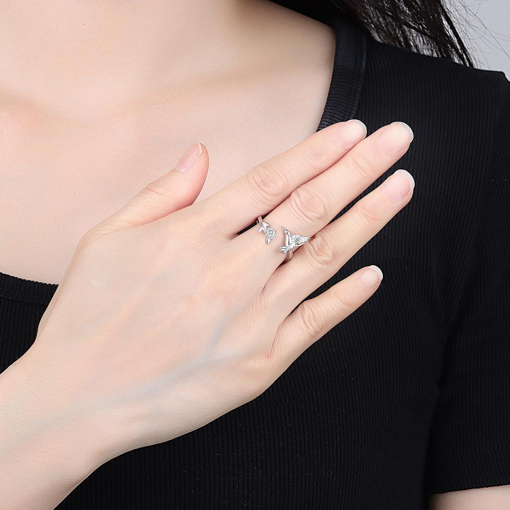 Orstarry Copper Peak Bird Flower Opening Ring For Women Original Finger Ring Jewelry Party Fine Trendy Gifts