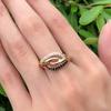 Nuevos Pendientes Anillo con Hojas Color Oro Rosa Conjuntos Para Mujeres Bling Zircón Negro Natural Pendientes Finos Elegantes Conjuntos de Joyería para Bodas