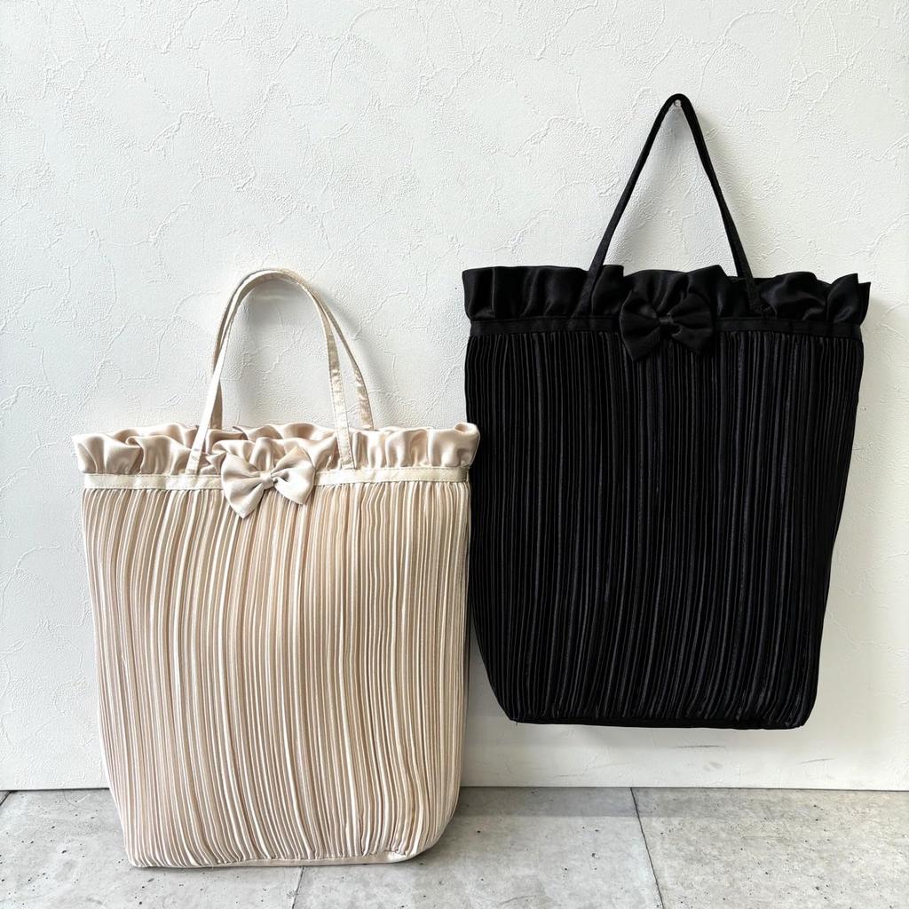 [mauve] Elegant Sub-Bag, A4 Size, Formal Pleated Tote (Gold)