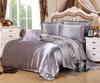 Red Wedding Four-Piece Set: Imitation Mulberry Silk Duvet Cover and Bed Sheet in Solid Color, Double Size, Faux Tencel Tribute Satin.