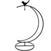Moin Moin Hanging Stand, Iron, Moon Shape, Bird, Small Bird, Black Iron, Terrarium Hanger, Hanging Hook, Interior Decor  Height 35cm, Base Width 15cm