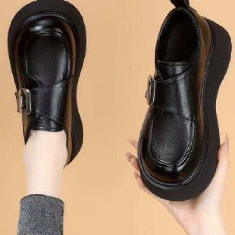 Nye Retro og Moteable Enkelsko for Kvinner, Tykksålede Høydeøkende Allsidige Sko