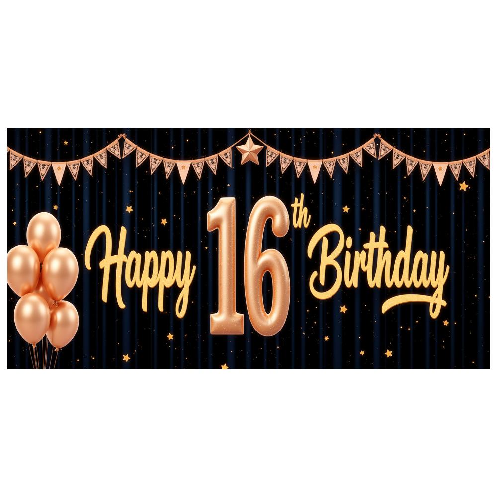 Balloon Decoration 16th Celebration Event Banner Birthday Backdrop for Sweet 16 Celebration Holiday Celebration Event Decoration