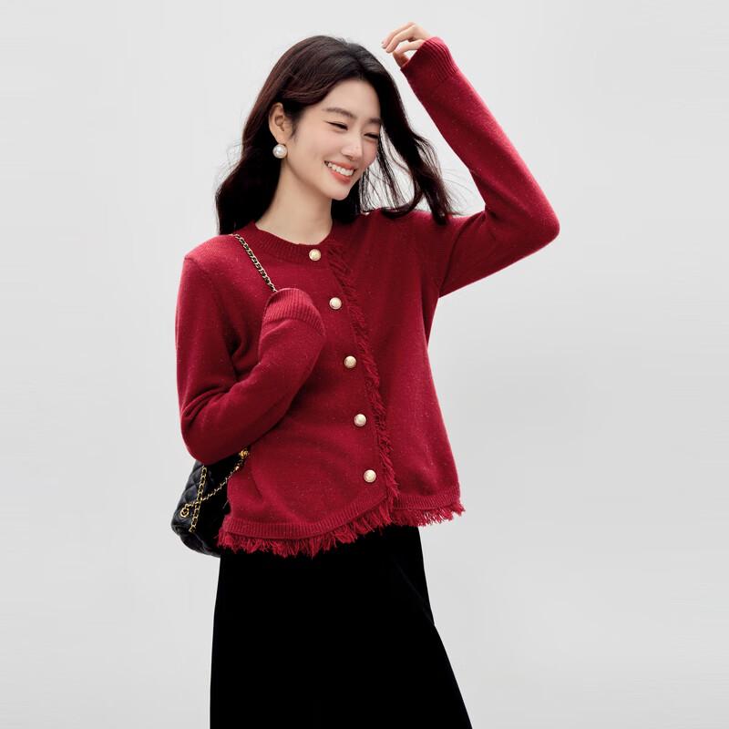 

Women s Retro Tassel Pearl Button Knit Sweater XL