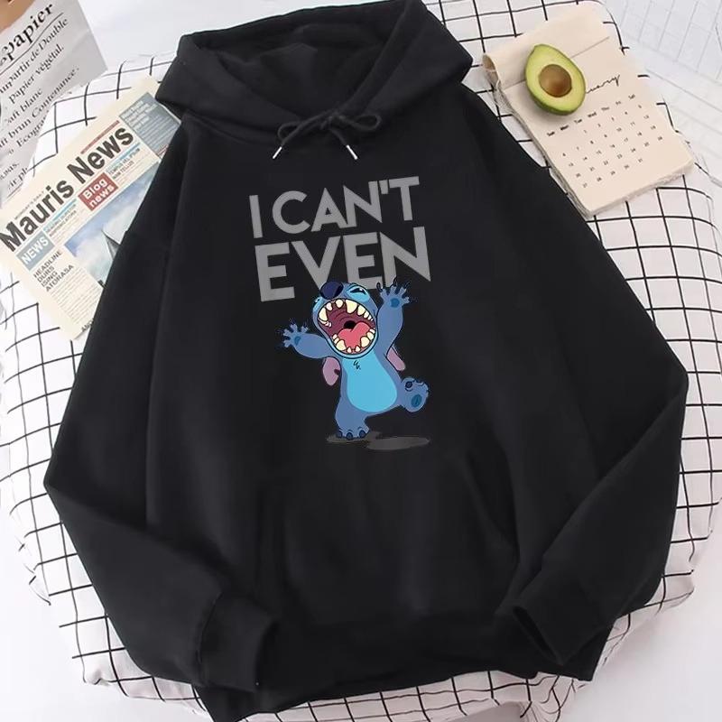 Lilo & Stitch Print Hoodie Cute Cartoon Disney Graphic Sweatshirt Autumn and Winter Men and Women Casual Long-sleeved Jumper Top