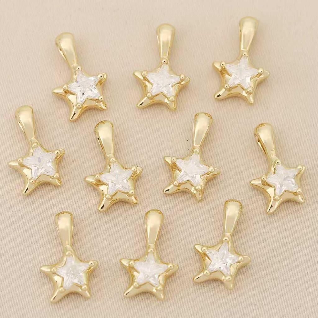 Heller Stern Herz Zirkon Anhänger: 18 Karat Goldplattierter Kupfer-Anhänger Schmuck