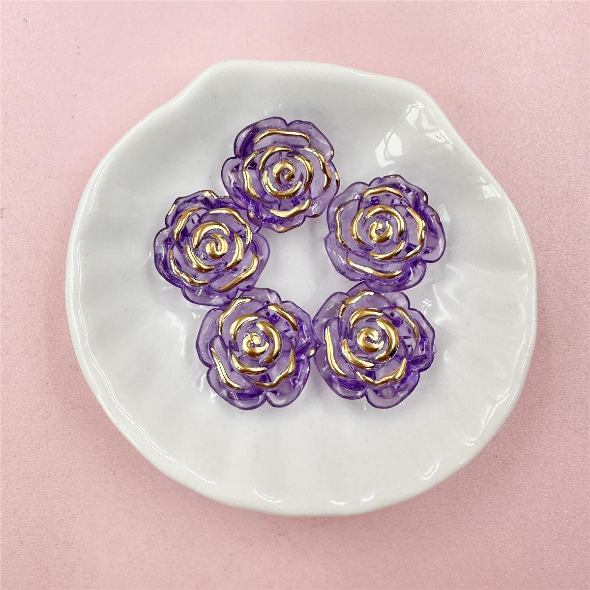 

Модные бусины в виде роз, аксессуары для самостоятельного изготовления, 18,6 мм, подарочные ювелирные аксессуары, 5 шт., акриловые материалы ручной работы, аксессуары для изготовления телефонных цепочек фиолетовый