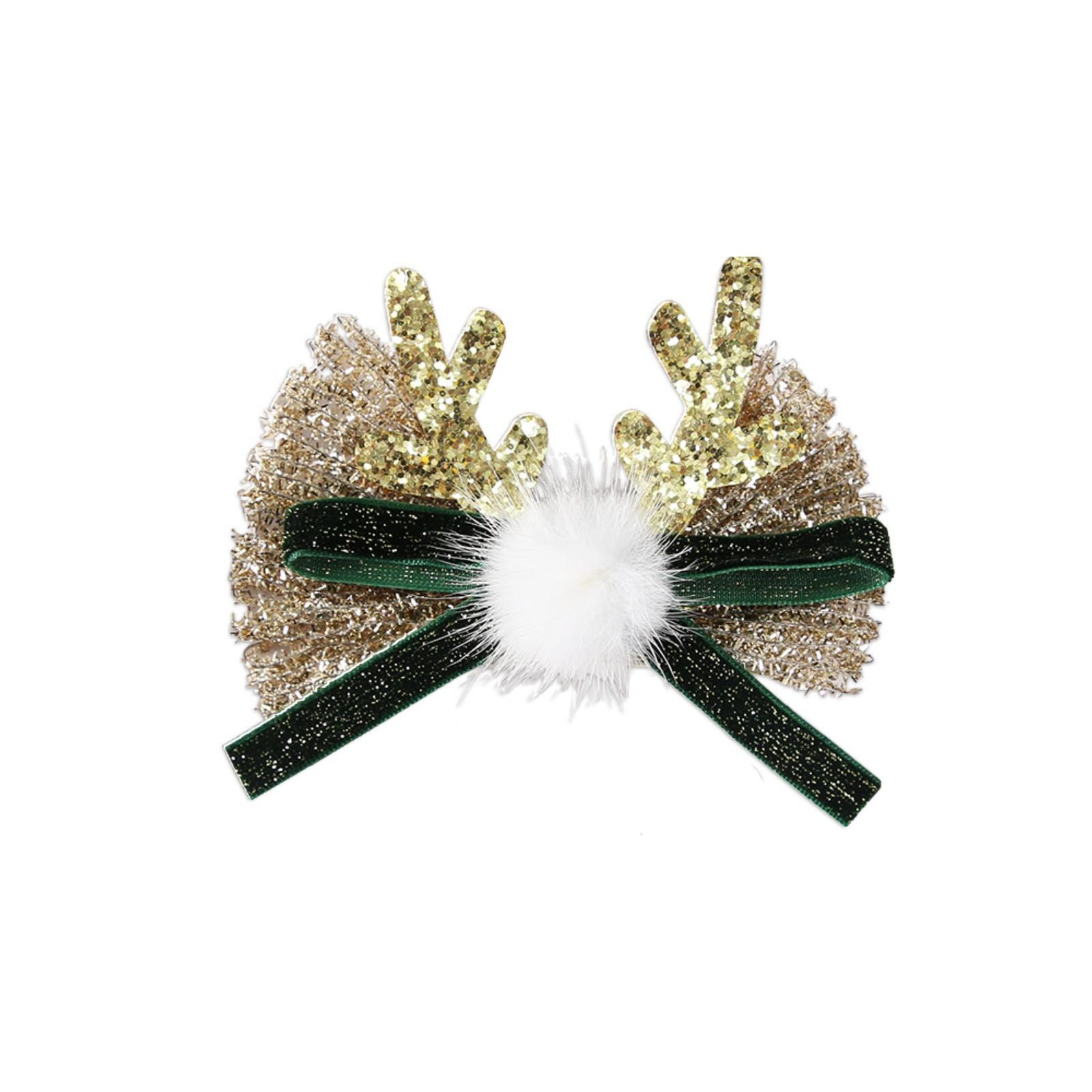 

Рождественская заколка для волос в виде рогов оленя, женская симпатичная плюшевая заколка для волос One Size