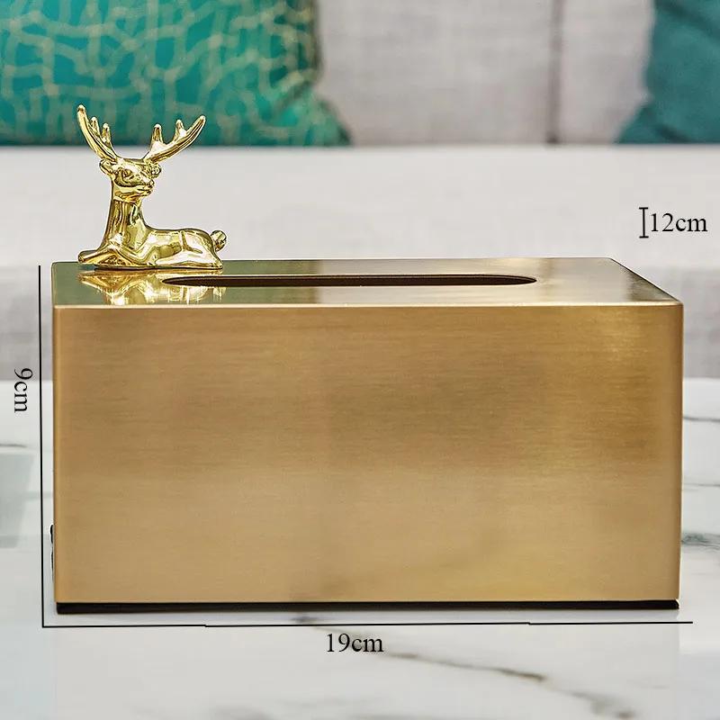 European Living Room Magnetic Paper Napkin Organizer Home Decoration Tissue Box Cover Metal Gilded Bird Decorative Tissue Holder