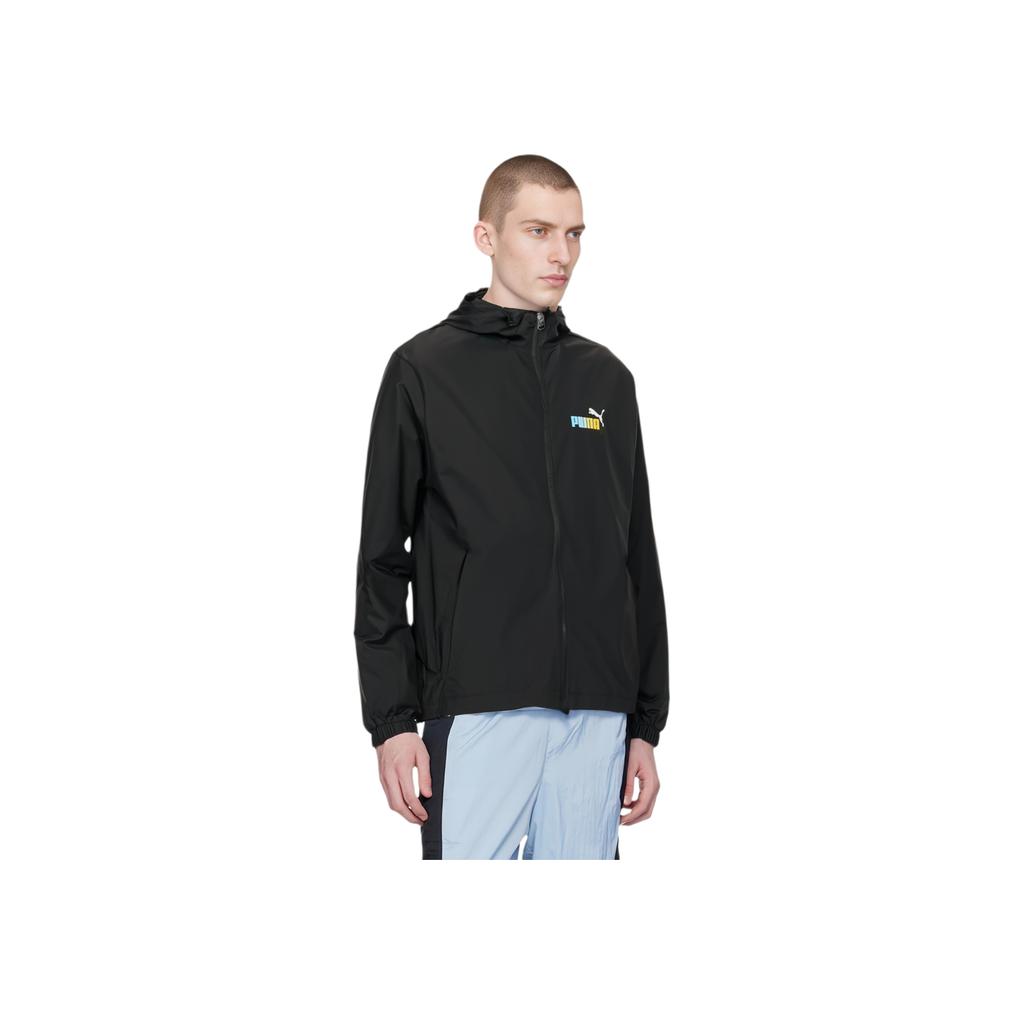 PUMA Logo Print Sports Fitted Hooded Jacket Men Outerwear Black 678013-01