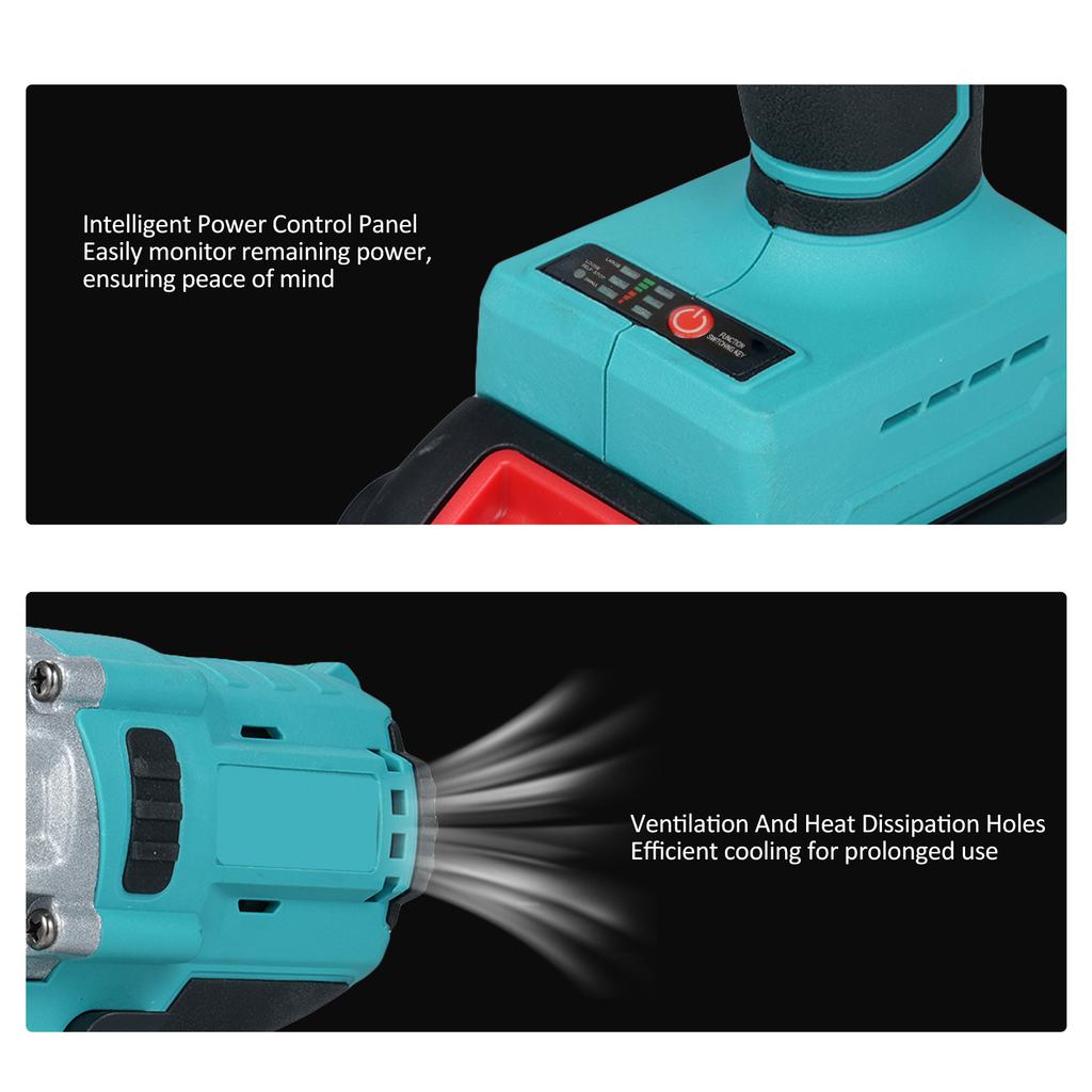 21V Cordless Impact Wrench Kit, 600Nm Electric Spanner with 2 PCS 1500mAh Batteries Bits Sockets Power Impact Wrench