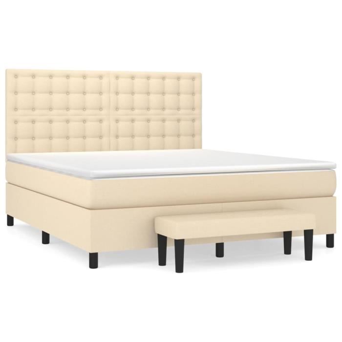3136930 vidaXL Divan Bed with Mattress Cream 160x200 Cm Fabric