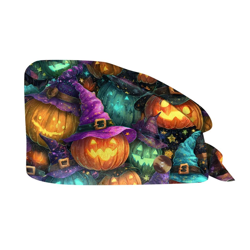 Cappello da lavoro con stampa di Halloween alla moda, cappello casual da lavaggio, berretto da borsa