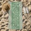 1pc Floral Pattern On Green Background with Ornamental Borders 2D Printed Microfiber Beach Towel, Quick Dry Super Absorbent