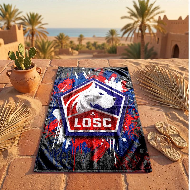 LOSC Lille FC Print Microfiber Beach Towel Quick Dry Absorbent Large Towel For Beach Swimming Travel