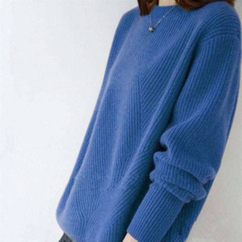 Autumn and Winter Women's Round Neck Sweater Loose Knitted Base Sweater Women's Pullover Sweater