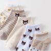 5 Pairs Cute Little Bear Female Short Socks Shallow Mouth Ins Damp Spring And Summer Thin Style Retro Tube Boat Socks