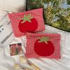 Ute Red Checkered Tomato Cosmetic Bag Large Capacity Portable Handheld Wash Bag Simple Versatile Makeup Storage Bag