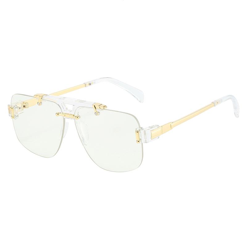 SHAUNA New Square Rimless Sunglasses Women Fashion Clear Ocean Gradient Lens Shades UV400 Retro Rivets Men Sun Glasses