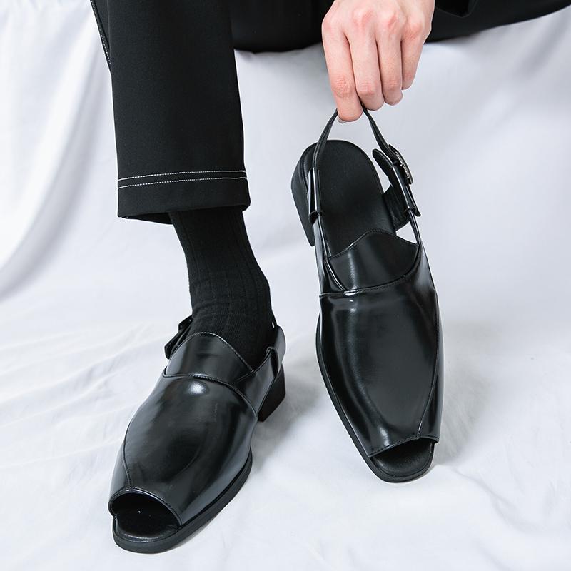 Summer Men’s Sandals Mules Black Brown Dress Casual Comfort Stylish Leather Shoes for Men Plus Size