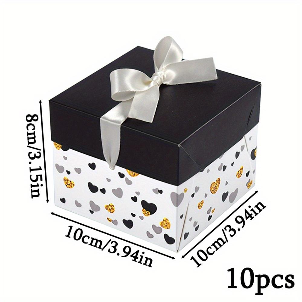 

10 шт. Подарочные коробки с крышками Квадратные коробки для угощений с белой лентой Бумажные коробки для подарков на вечеринку Коробки для свечей Элегантные черно-белые подарочные коробки 10pcs