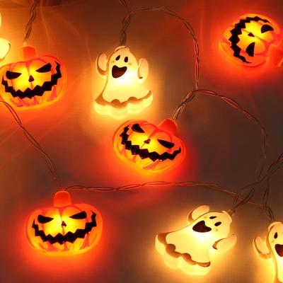1 Stück 10/20LED Halloween Gruseliges Kürbis- & Geister-Design Lichterkette Batteriebetrieben Für Innen Außen Party Zuhause Halloween Deko